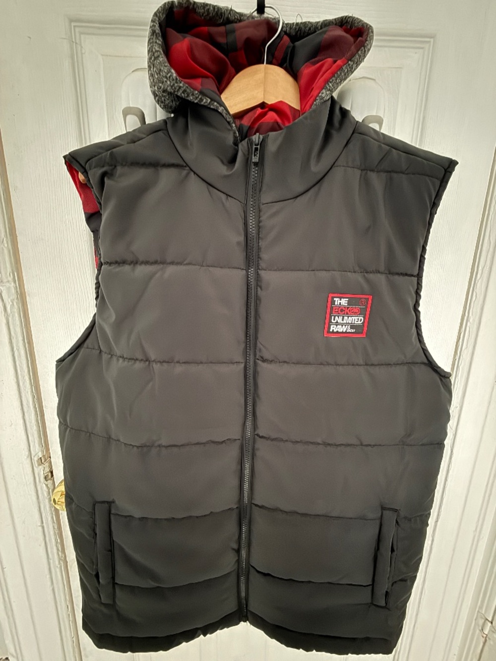 Vest, men L, black with hoodie